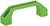 Green plastic handle, rectangular shape, with two flat ends that serve as stands. Suitable for light to medium-weight applications.