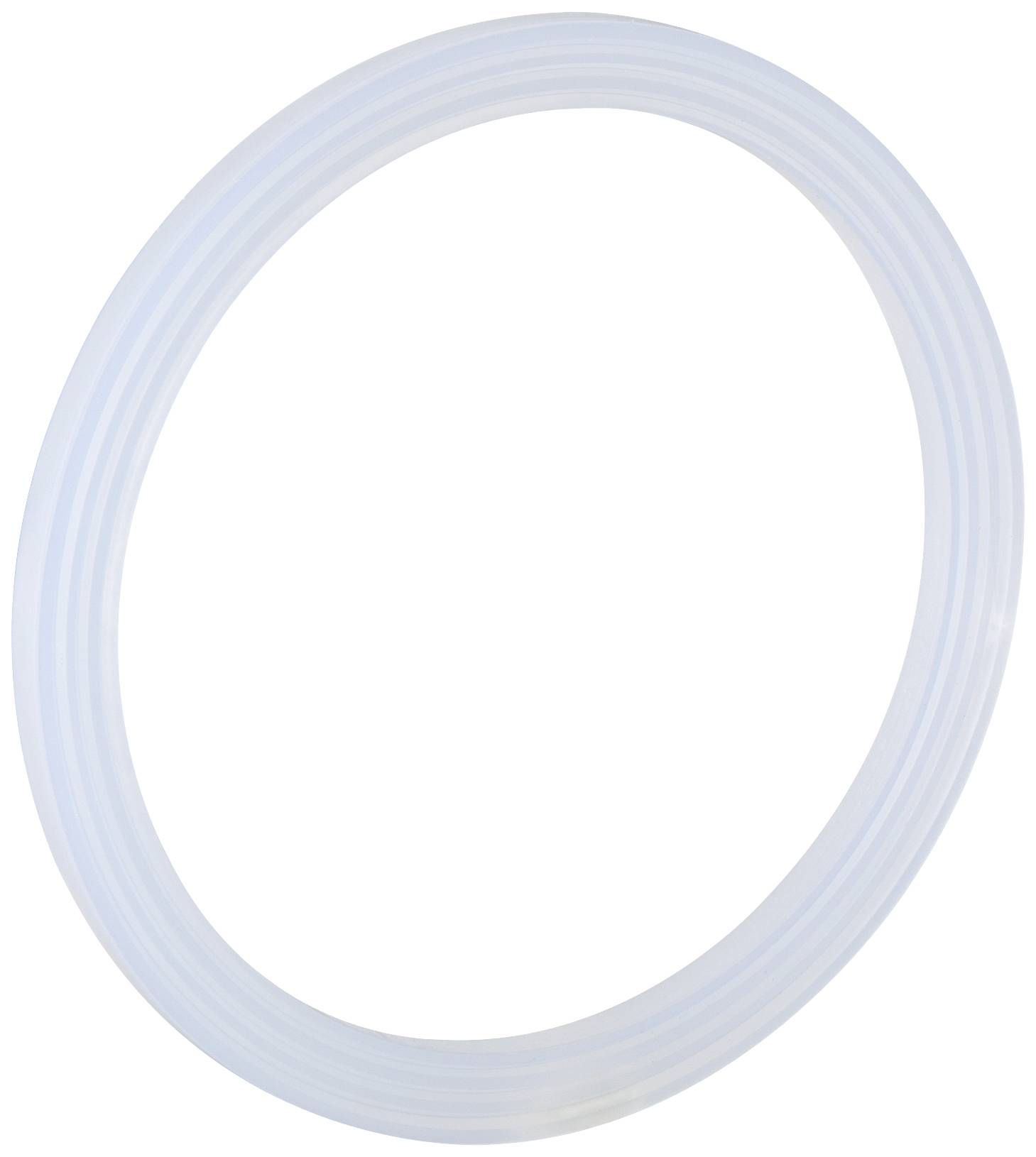 Plastic ring in transparent white, shown from the side.