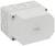 Grey, rectangular distribution box with cover. Screw holes at the corners, side round cable cut-outs.