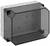 A rectangular, grey plastic enclosure with a transparent lid, suitable for protecting electrical connections or devices.