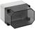 Electronic enclosure with a transparent, grey lid; mounting brackets and screw holes are visible.
