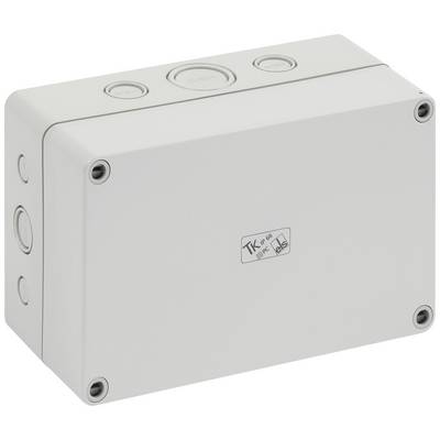 White rectangular junction box with screw-on covers, suitable for cable connections in electrical installations.