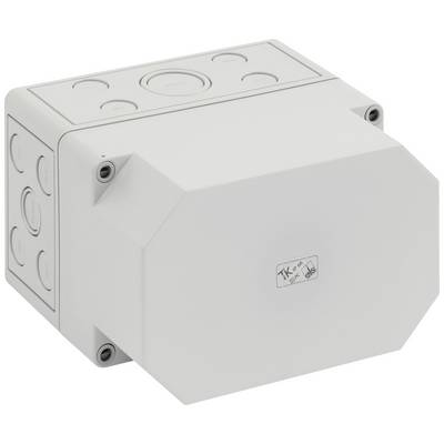 White, rectangular electrical socket box with multiple cable entry points on the sides for cable installation.