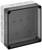 Empty grey plastic box with transparent cover, suitable for surface-mounted installation of electrical components.