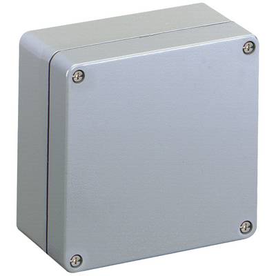 Grey, rectangular enclosure with four visible screws at the corners, used for electronic or electrical installations.