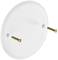 White, round cover with two golden screws on the right and left, designed for wall mounting.