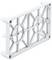 A white rectangular component with a geometric pattern in the centre, and four rounded mounting points at the corners.