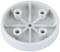 Round, white plastic disc with four symmetrically arranged holes and a central raised area.