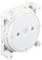 White, round plastic flush-mounting box with fixing devices on the sides, suitable for recessed installation in walls.