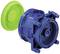 Blue plastic installation enclosure with a green, round lid, likely suitable for pipe or electrical installations.