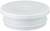 A white, round plastic lid with a screw thread, suitable for sealing containers.
