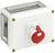 A white socket with a red rotary lock, mounted in a rectangular housing, suitable for industrial applications.