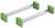 Two green plastic brackets with metal struts, arranged horizontally, for stabilisation or mounting in technical applications.