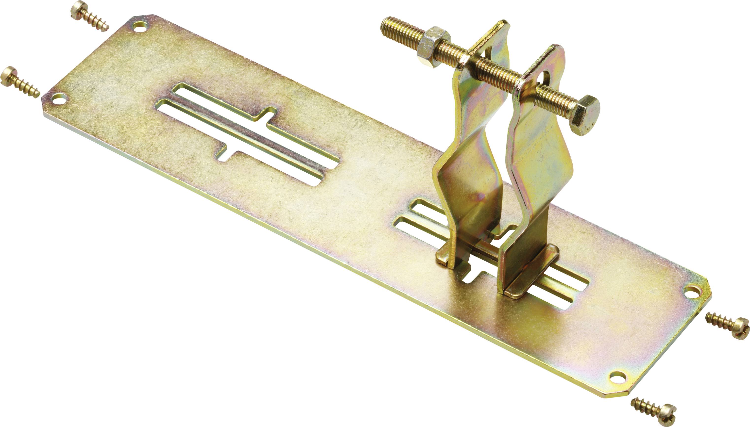 Metal bracket for bed slats with adjustable central section and four metal screws. Ideal for fixing and stabilising.