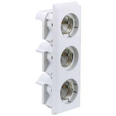 Triple lamp holder for vertical mounting. Suitable for light bulbs with screw base. White housing, metallic contacts visible.