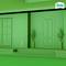 A green room with two doors, plants in vases beside them. A crack visible in the left wall area. 'Sista' logo top right.