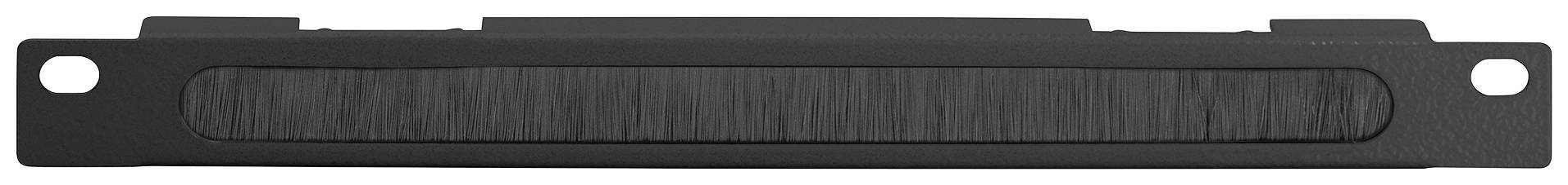 A black, rectangular metal part with side mounting holes, likely a mounting accessory for a technical device.