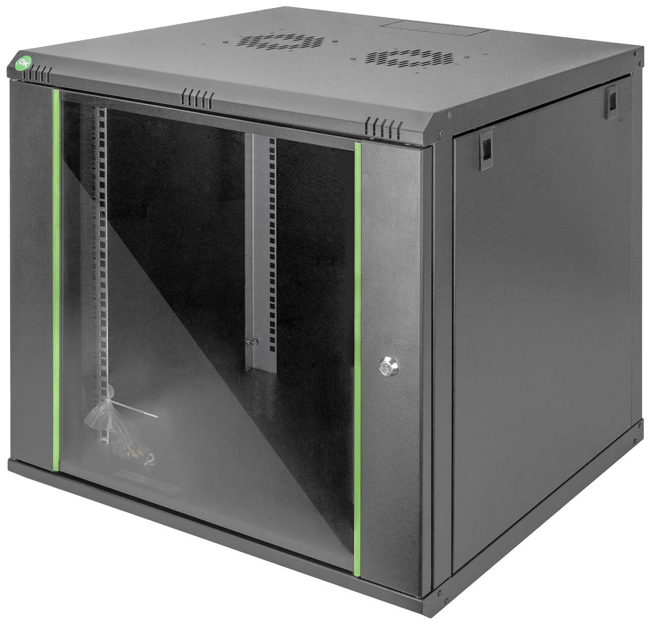 Digitus DN-19 09U-6/6-EC-SW 19" wall cabinet (W x H x D) 600 x 505 x 600 mm 9 U Black, Black (matt), Black (RAL 9005)