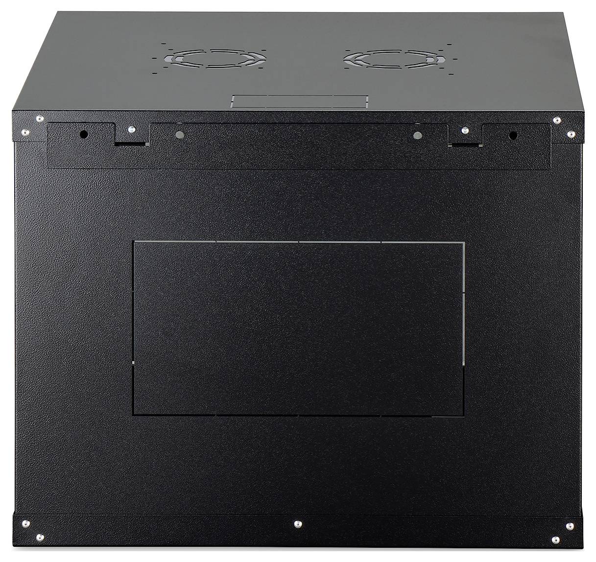 Black, rectangular electronic device with a flat top and ventilation holes. The device has a plain front with no visible controls or indicators.