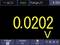 Measuring device shows alternating voltage: 0.0202 Volts in the 2V range. Mode: Auto.