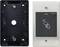 Electronic access system with RFID reader. Right: Metal plate with card symbol and LED indicator. Left: Mounting bracket.