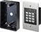 Door access control system with keypad and LED display. On the left, the housing is shown, on the right the mounted keypad.