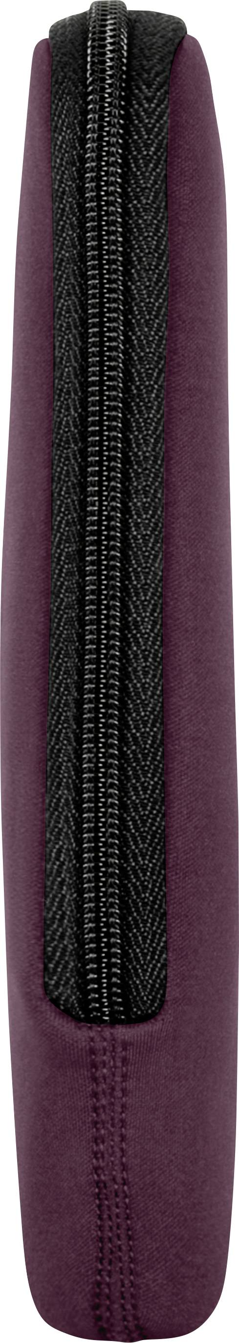 A purple zip-up case in vertical view, showing the black zip edge.