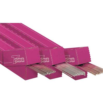 Packaged metal rods protrude from pink cardboard boxes with labelling.