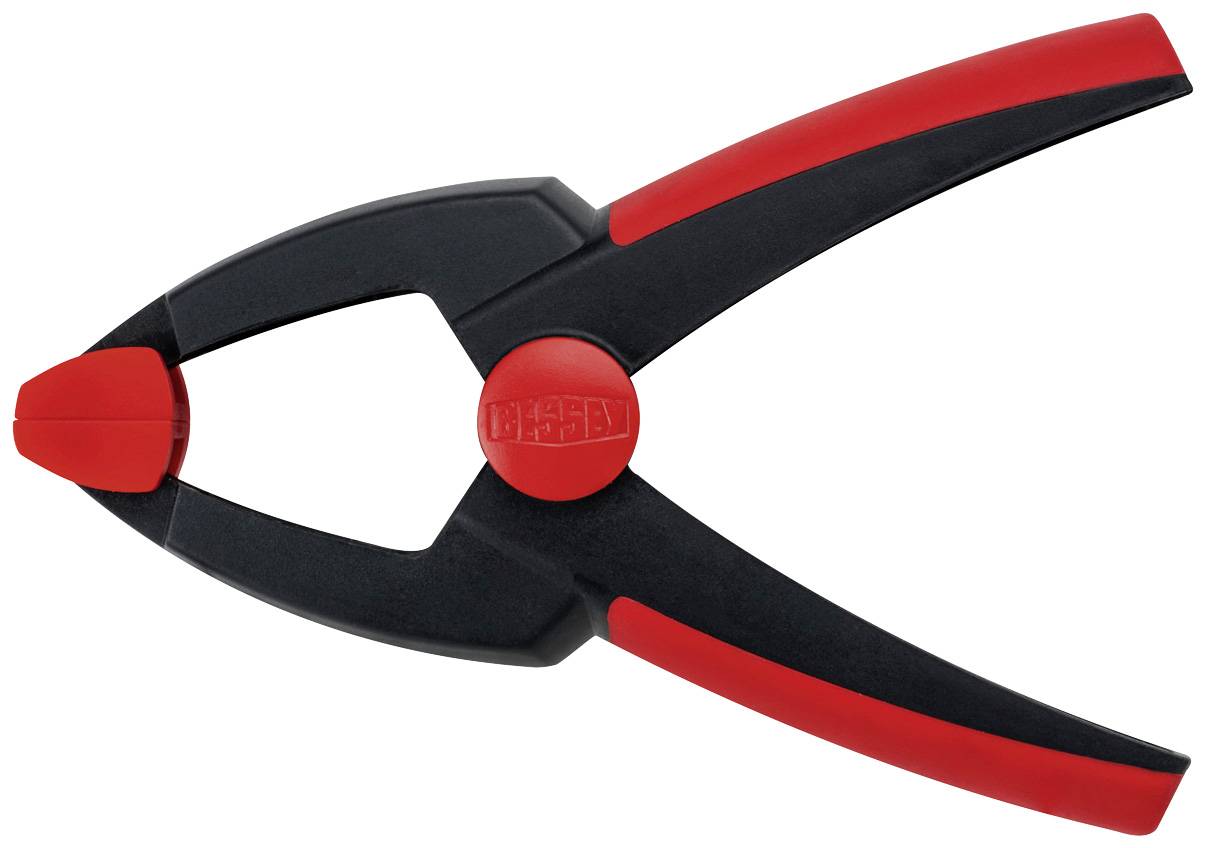 Black pliers with red handles and end caps, closed. Tool for gripping or compressing objects.