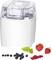 'Ice cream maker with a transparent lid, alongside fresh berries such as strawberries and blueberries. Perfect for preparing desserts.'