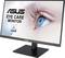 An ASUS monitor with the text 'Eye Care Monitor'. A large eye is depicted in the background, with a TÜV-certified seal visible.