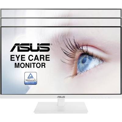 'ASUS Eye Care Monitor' with TÜV Rheinland Certification displays enlarged eye as main motif. Focus on eye-friendly technology.