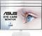 'ASUS Eye Care Monitor' with TÜV Rheinland Certification displays enlarged eye as main motif. Focus on eye-friendly technology.