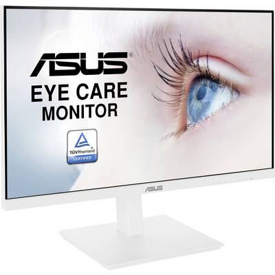 ASUS computer monitor with the inscription 'EYE CARE MONITOR'. Close-up of a human eye. TÜV Rheinland certified.