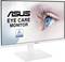 ASUS computer monitor with the inscription 'EYE CARE MONITOR'. Close-up of a human eye. TÜV Rheinland certified.