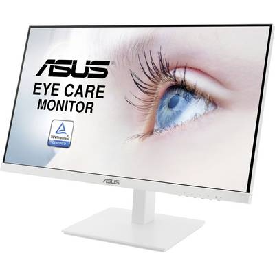 'ASUS Eye Care Monitor' with TÜV-certified label, showing a close-up of a blue eye demonstrating eye care properties.