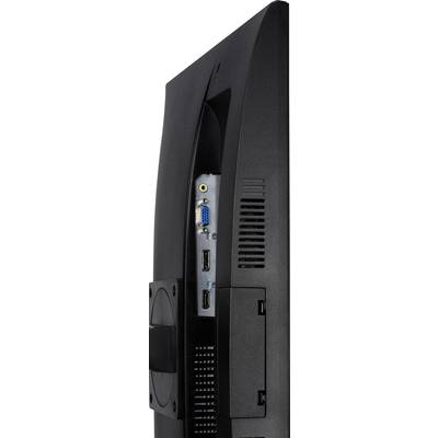Side view of a black computer monitor with visible ports: VGA and HDMI.