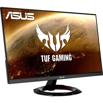 Gaming monitor with the 'ASUS TUF Gaming' logo on the screen, with a planet in the background.