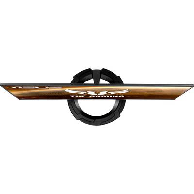 A flat monitor with the inscription 'TUF Gaming' and the ASUS logo displays a stylised design and circular stand.