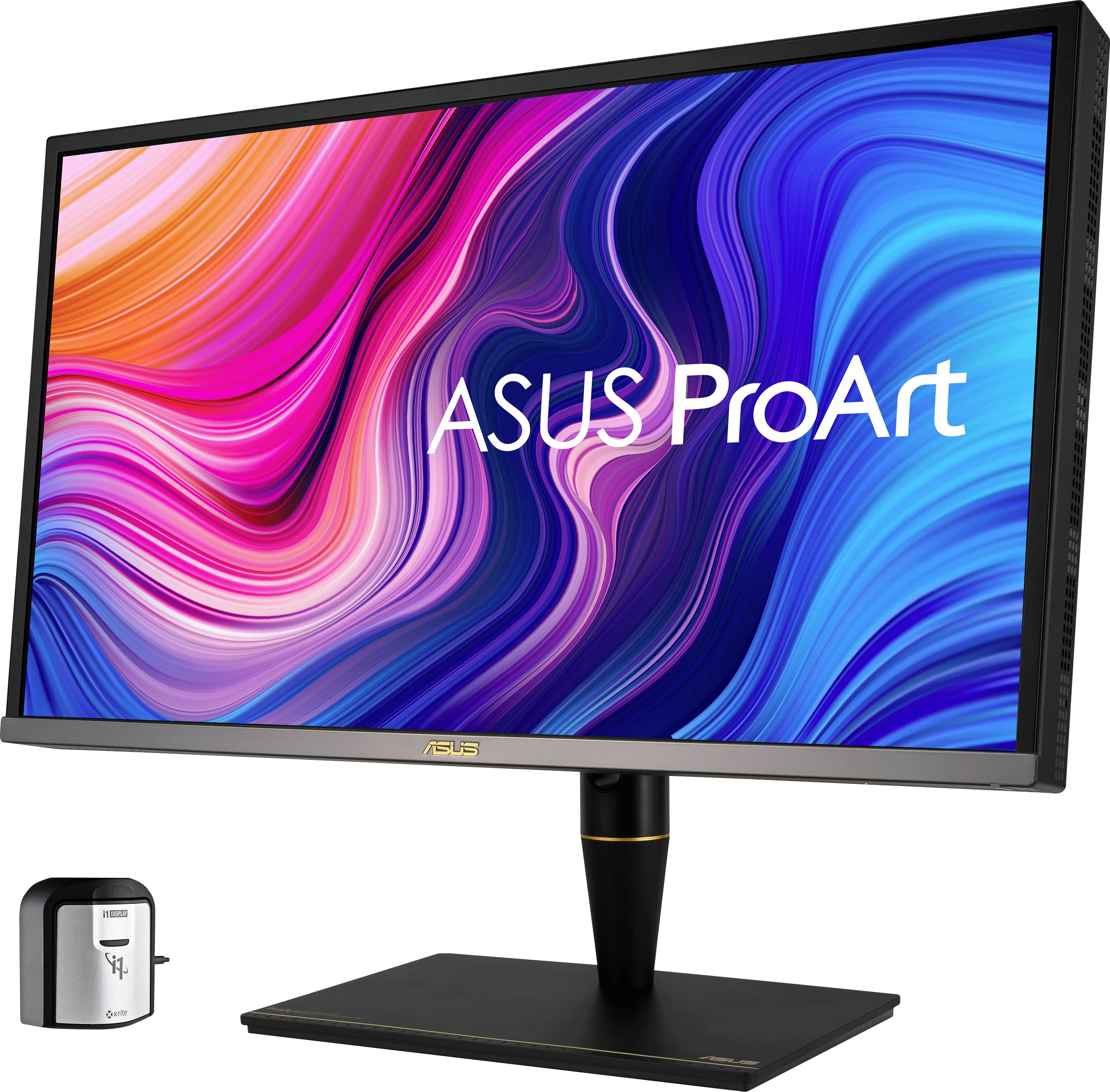Monitor with a colourful display; 'ASUS ProArt' logo visible. Ideal for graphic design and creative work.