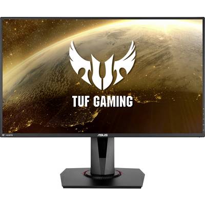 An ASUS TUF Gaming monitor displaying an image of the planet Earth with the TUF Gaming logo, showcasing robust and high-performance gaming equipment.