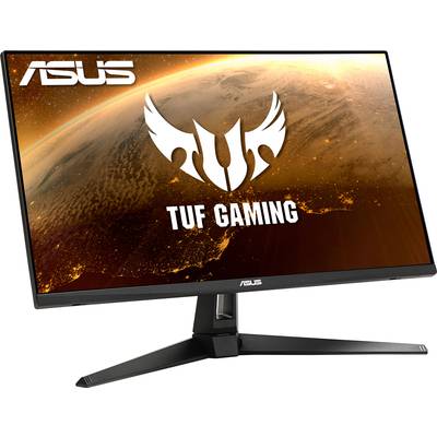 'ASUS TUF Gaming Monitor' displays the Earth from space. Subtle orange colour scheme. Suitable for gaming with high-quality screen.