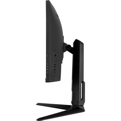 A flat-screen monitor from the side, showing sleek design and an adjustable stand.
