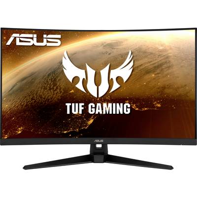 ASUS TUF Gaming monitor set against a planetary backdrop displays the logo and product name. Perfect for an immersive gaming experience.