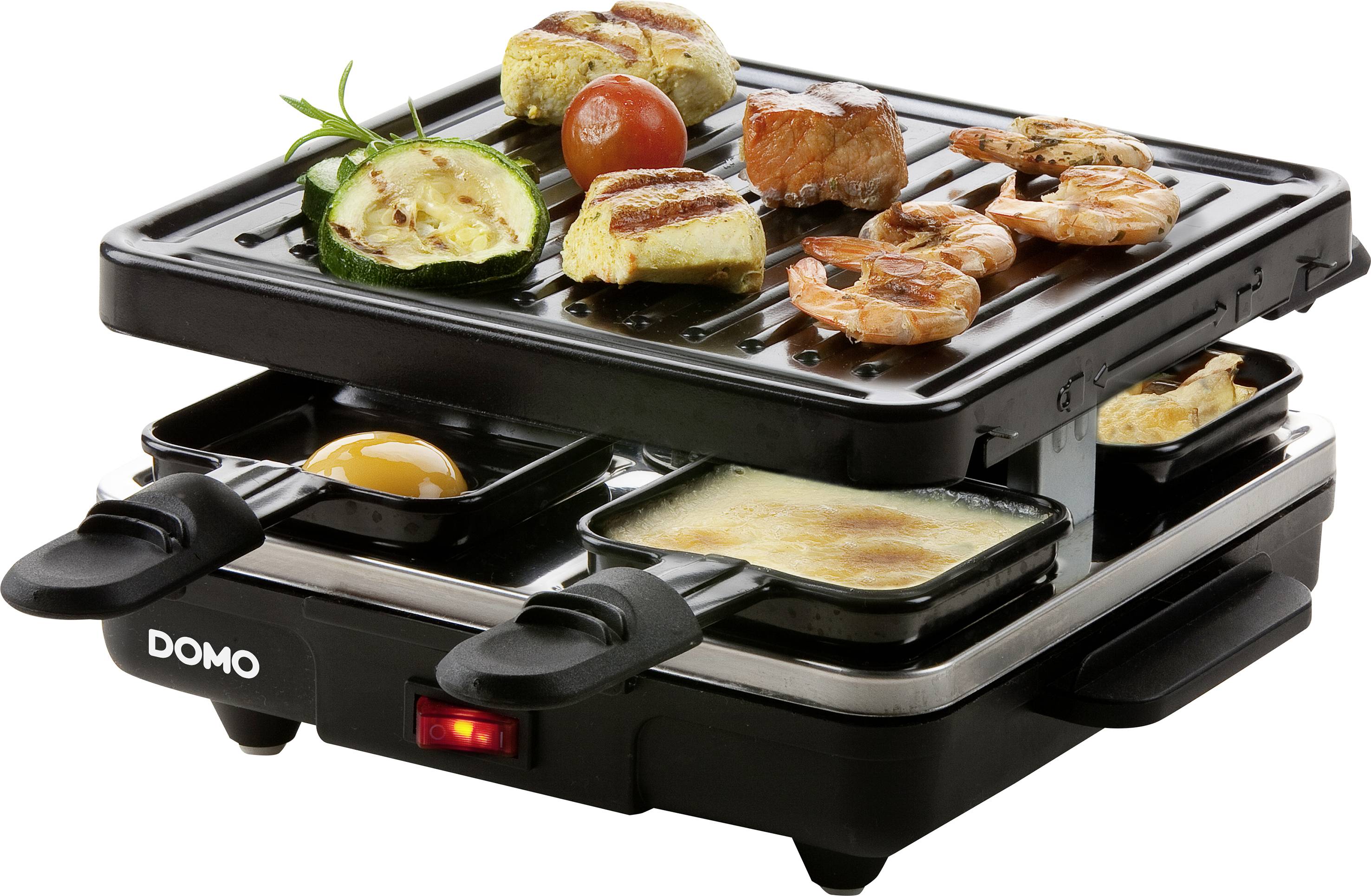 DOMO Just us DO9147G Raclette Grill function, Non-stick coating, Indicator light, 4 pannikins Black