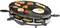 Electric Raclette Grill with an oval grill plate. Grill prawns, meat, and eggs on top, while cheese is melted in small pans below. Perfect for cooking together.