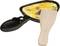 Raclette dishes with a mixed vegetable and cheese omelette and a wooden spatula.