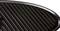 Close-up of a black griddle pan with a ridged surface. Perfect for searing and grilling meat and vegetables.