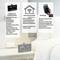 'Advertising for projection alarm clock: Includes weather forecast, Wi-Fi, TFA VIEW App, displays moon phases, indoor temperature, comfort indicator.'