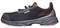 Black work shoe with red pattern and side fastening. Ideal for use in safety-critical work environments.